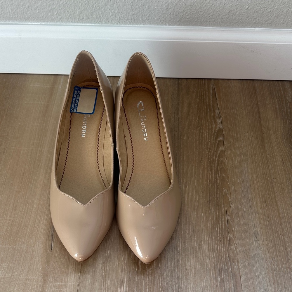 CL by Laundry Nude Patent Pointed Toe Slip-On Wedge